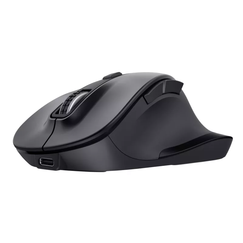 TRUST Fyda Office paremakäeline juhtmevaba hiir — RF + Bluetooth, optiline 2400 DPI, 6 nuppu, must