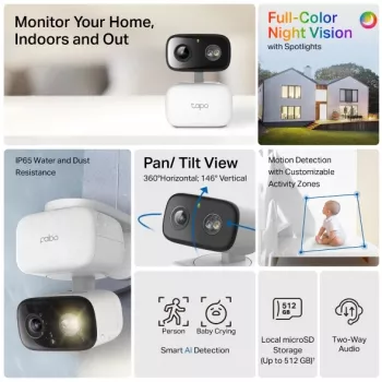 Turvakaamera TP-LINK Tapo C206 – sise/välis 1080p HD, pööramise ja kallutamisega, öövaatega, kahesuunalise heliga