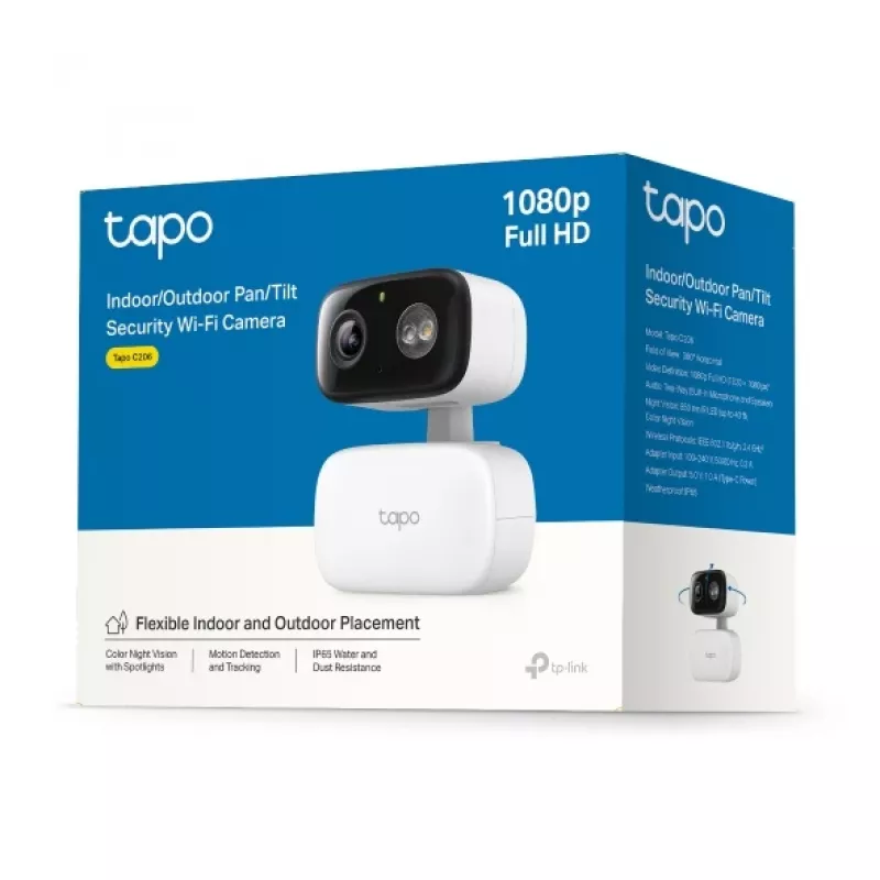 Turvakaamera TP-LINK Tapo C206 – sise/välis 1080p HD, pööramise ja kallutamisega, öövaatega, kahesuunalise heliga
