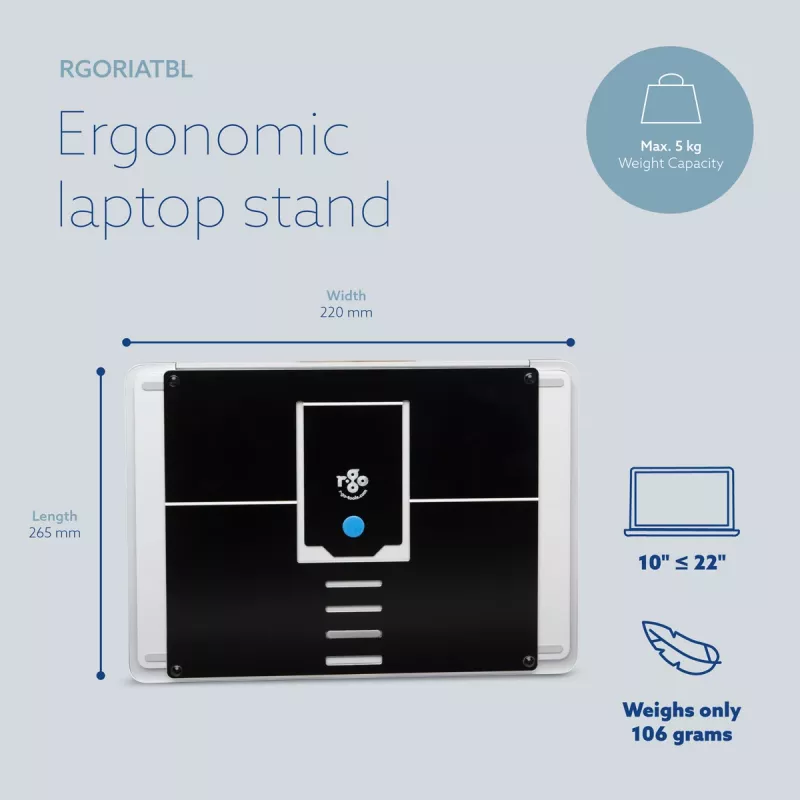 R-Go Tools sülearvutialus R-Go Riser Attachable, reguleeritav, integreeritud sülearvutiga, alumiinium, must