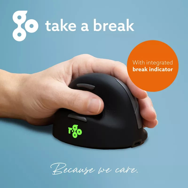 R-Go Tools Ergonomic hiir R-Go HE Break with break software, medium (hand size 165-185 mm), left-handed, Bluetooth, Must
