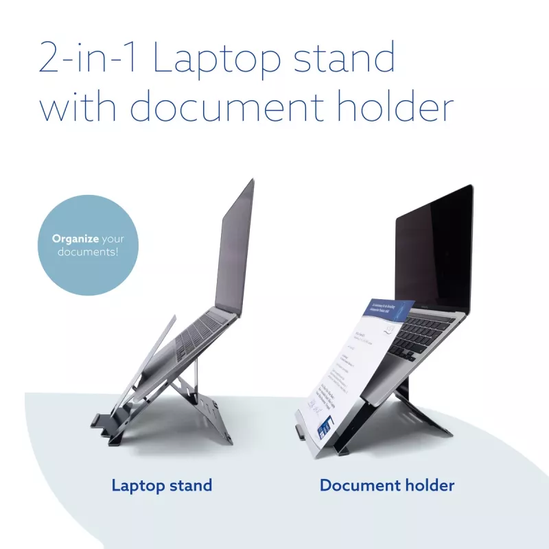 R-Go Tools sülearvuti alus R-Go Riser Document, ergonoomiline, kokkupandav ja reguleeritav alus dokumendihoidjaga, must