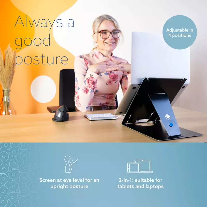 R-Go Tools Tahvel- ja sülearvutialus R-Go Riser Duo, sobib 10–22-tollisele ekraanile, must