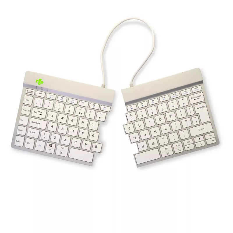 R-Go Tools Ergonoomiline klaviatuur R-Go Split Break koos pausitarkvaraga, ergonoomiline jagatud klaviatuur, QWERTY (UK), Bluetooth, valge