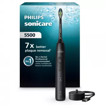 Sonic hambahari Philips 5500 HX7111/01 — 62 000 liigutust/min, 2 režiimi, rõhuandur, laetav, must