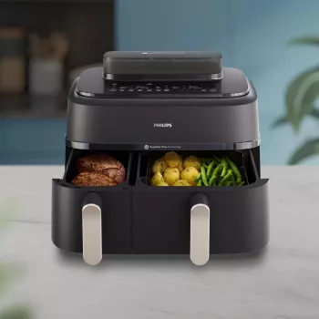 Kuumaõhufritüür Philips 5000 seeria NA551/00 — 9 L mahutavus, 2300 W, puutetundlik juhtimine, LED-ekraan, must/hõbedane