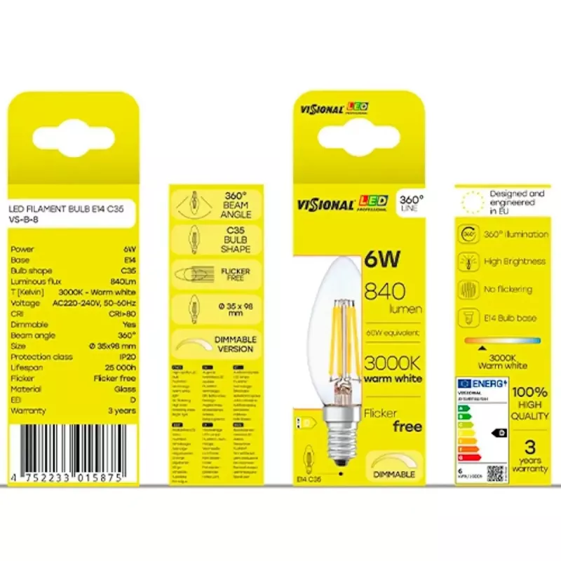 LED-pirn VISIONAL VS-B-9 6,5W 950 lm – energiasäästlik kodupirn