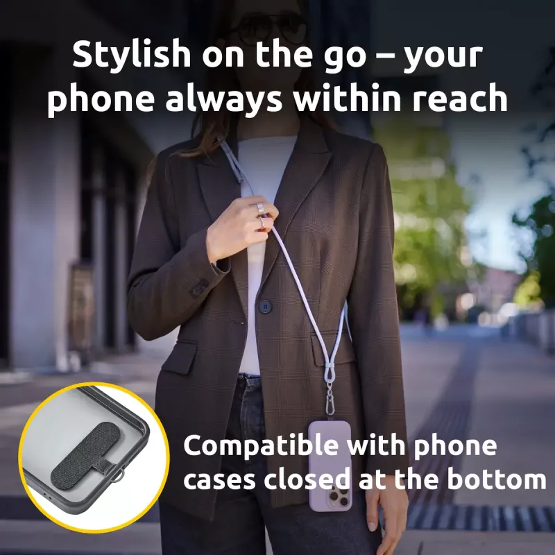Intenso USB-C laadimisnöör telefoni kaelarihmakaabel 60 W kiirlaadimine reguleeritava pikkusega 1,65 m nailon lilla