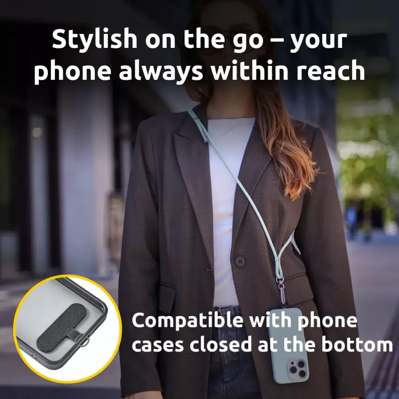 Intenso USB-C laadimisrihm telefoni kaelapaela kaabel 60 W kiirlaadimine reguleeritava pikkusega 1.65 m nailon roheline