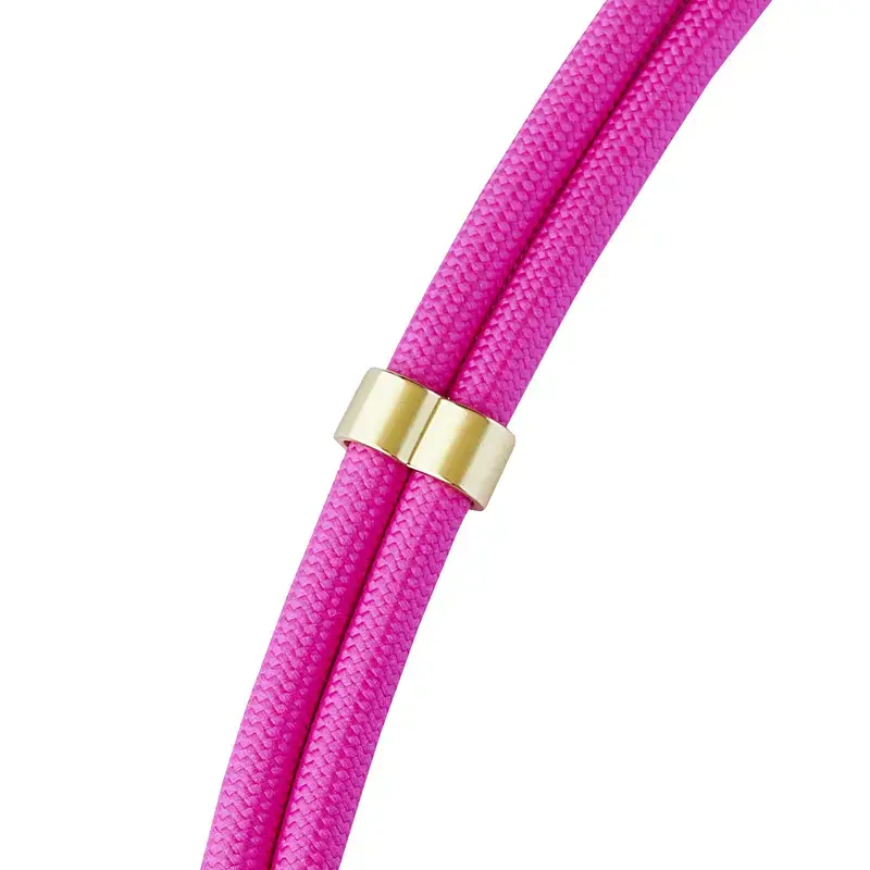 Intenso USB-C laadimisrihm telefoni kaelarihmakaabel 60W kiirlaadimine reguleeritav pikkus 1,65m nailon neoonroosa