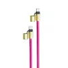 Intenso USB-C laadimisrihm telefoni kaelarihmakaabel 60W kiirlaadimine reguleeritav pikkus 1,65m nailon neoonroosa