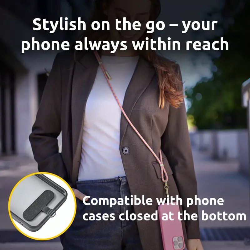 Intenso USB-C laadimisrihm telefoni kaelapaelakaabel 60W kiirlaadimine reguleeritava pikkusega 1,65m nailon mitmevärviline