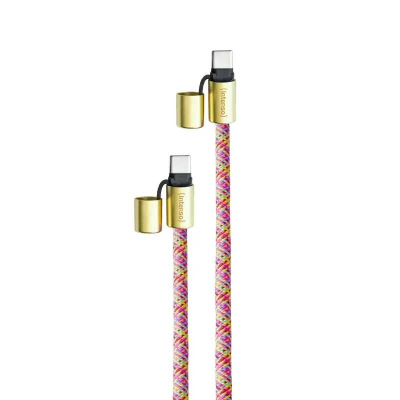 Intenso USB-C laadimisrihm telefoni kaelapaelakaabel 60W kiirlaadimine reguleeritava pikkusega 1,65m nailon mitmevärviline