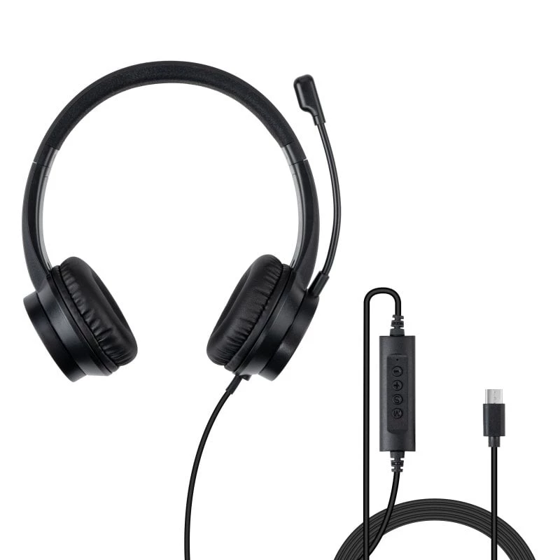 Peakomplekt Lindy USB-C Office Headset juhtmega 20-20000 Hz 1.95m Must