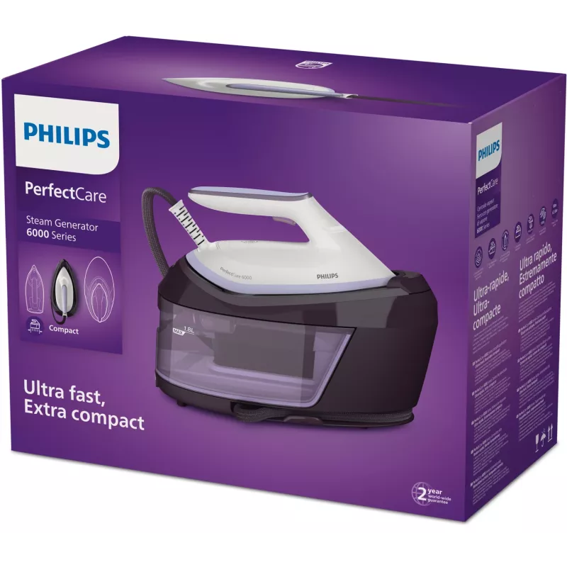 Auruga triikimisjaam Philips PSG6024/30 — 2400 W, 500 g/min aurulöök, 1,8 l paak, SteamGlide Plus tallaplaat