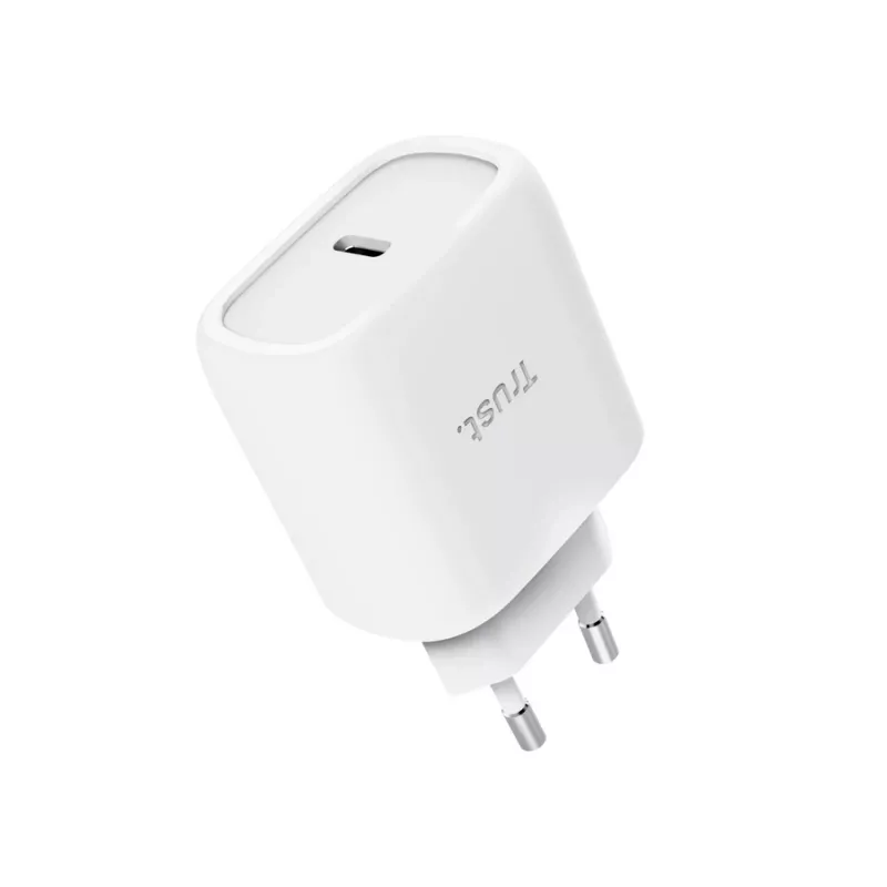 TRUST Maxo 45 W USB-C GaN-laadija, 45 W, USB-C väljund, max 20 V, 2 m kaabel, valge