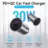 Autolaadija Vention kahe pordiga USB A+C (18/20) hall Mini stiilis alumiiniumsulamist