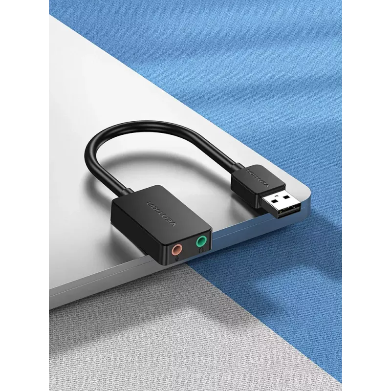 Vention 2-pordiline USB-väline helikaart 0.15M Must 2.1 kanalit 16 bitti