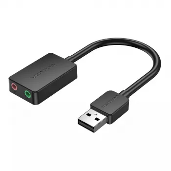 Vention 2-pordiline USB-väline helikaart 0.15M Must 2.1 kanalit 16 bitti