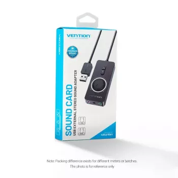 Vention USB 2.0 väline stereoadapter helitugevuse reguleerimisega 0,15 m must ABS