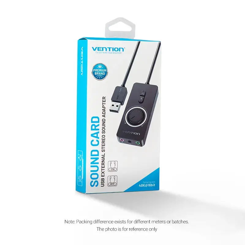 Vention USB 2.0 väline stereoadapter helitugevuse reguleerimisega 0,15 m must ABS