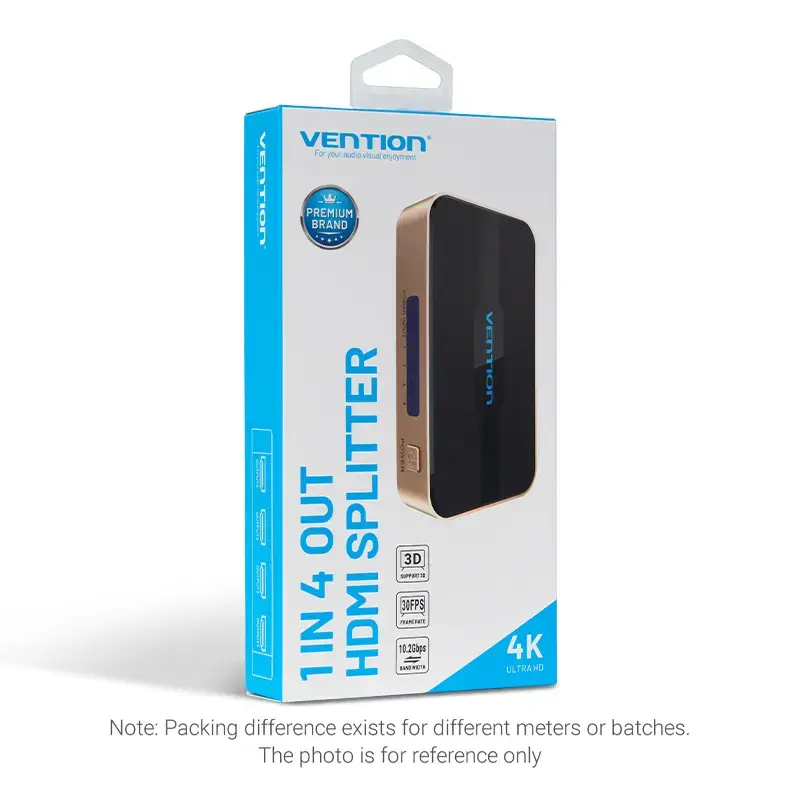 HDMI jaotur Vention 1 sisse 4 välja 4K@30Hz kuldne alumiiniumsulam