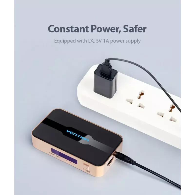 HDMI jaotur Vention 1 sisse 4 välja 4K@30Hz kuldne alumiiniumsulam