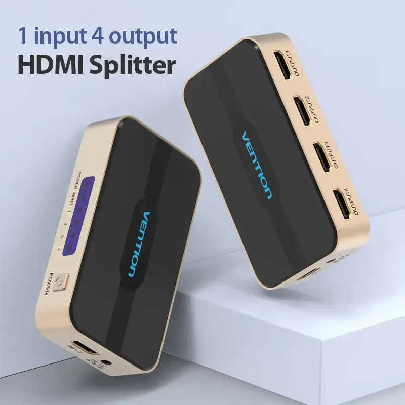HDMI jaotur Vention 1 sisse 4 välja 4K@30Hz kuldne alumiiniumsulam