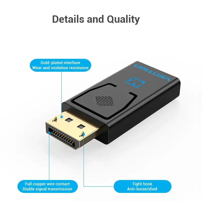 Vention DisplayPort-isane HDMI-emane adapter, must DP HDMI kullatud