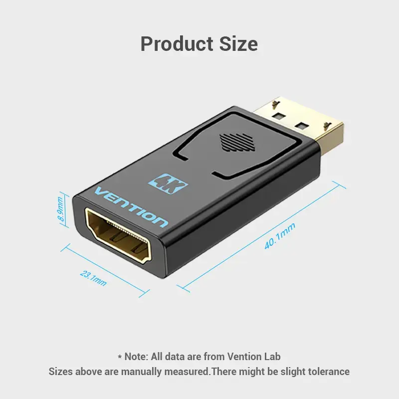 Vention DisplayPort-isane HDMI-emane adapter, must DP HDMI kullatud