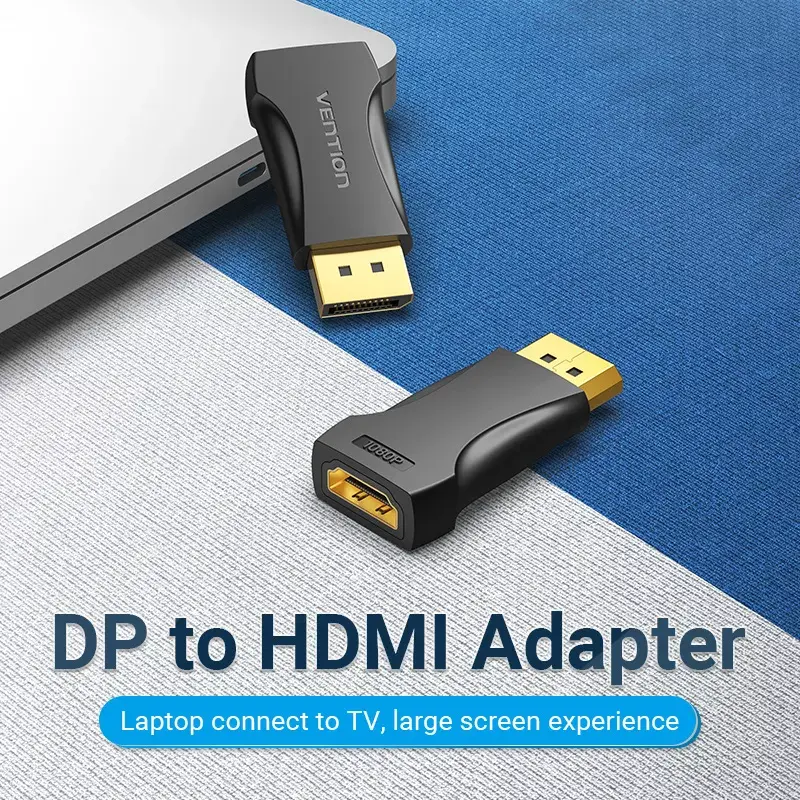 DisplayPort-HDMI-adapter Vention HBOB0, DisplayPort-isane–HDMI-emane, must, kullatud kontaktid
