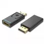 DisplayPort–HDMI adapter Vention HBKB0 – DP isane HDMI emasele, must, kullatud kontaktidega