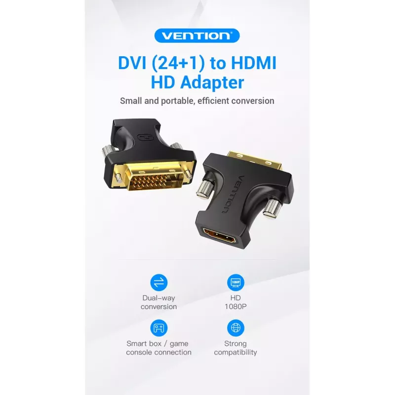 Vention HDMI emane-DVI isane adapter must 1920x1080 60Hz