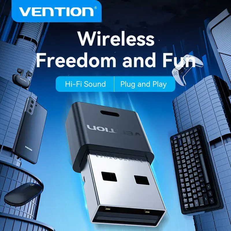 USB Bluetooth võrguadapter Vention NAHB0 — juhtmevaba USB-host, Bluetooth-liides, must