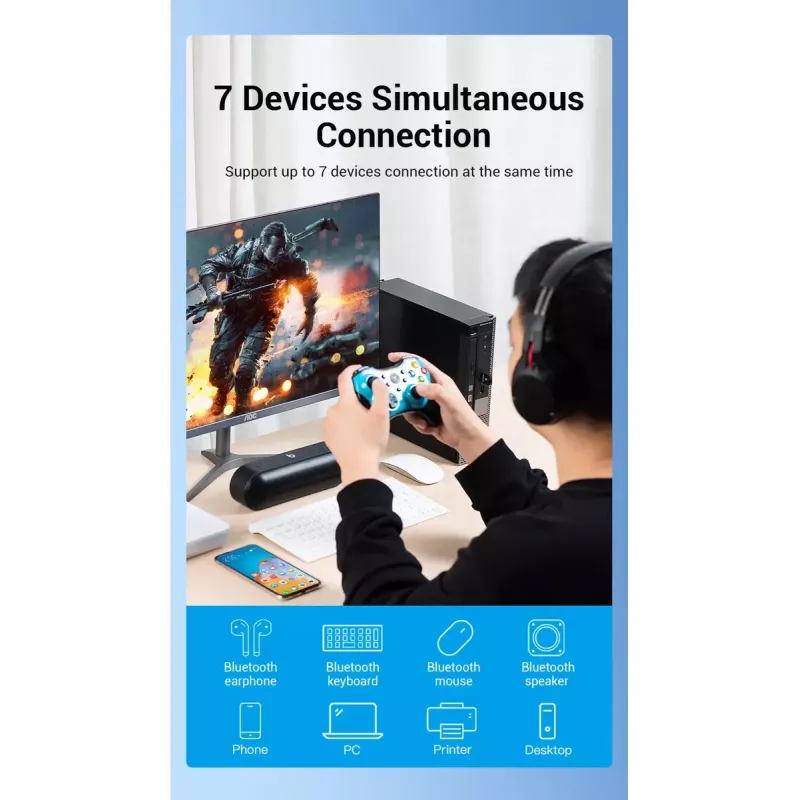 USB Bluetooth 5.0 adapter Vention CDSW0 juhtmega ühenduvus