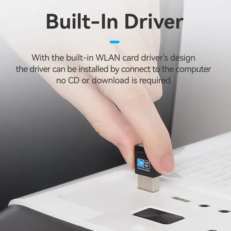 Vention USB Wi-Fi Dual Band Adapter 2.4G/5G Must Wireless USB 433 Mbit/s