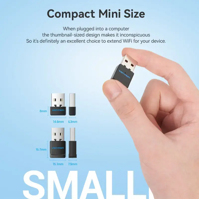 Vention USB Wi-Fi Dual Band Adapter 2.4G/5G Must Wireless USB 433 Mbit/s