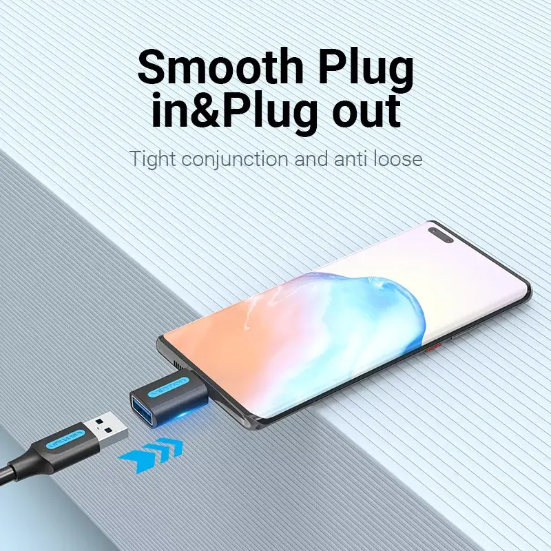 Vention USB-C to USB 3.0 OTG Adapter CDUB0 – USB-C isane USB-A emasele, must PVC, nikeldatud kontaktidega