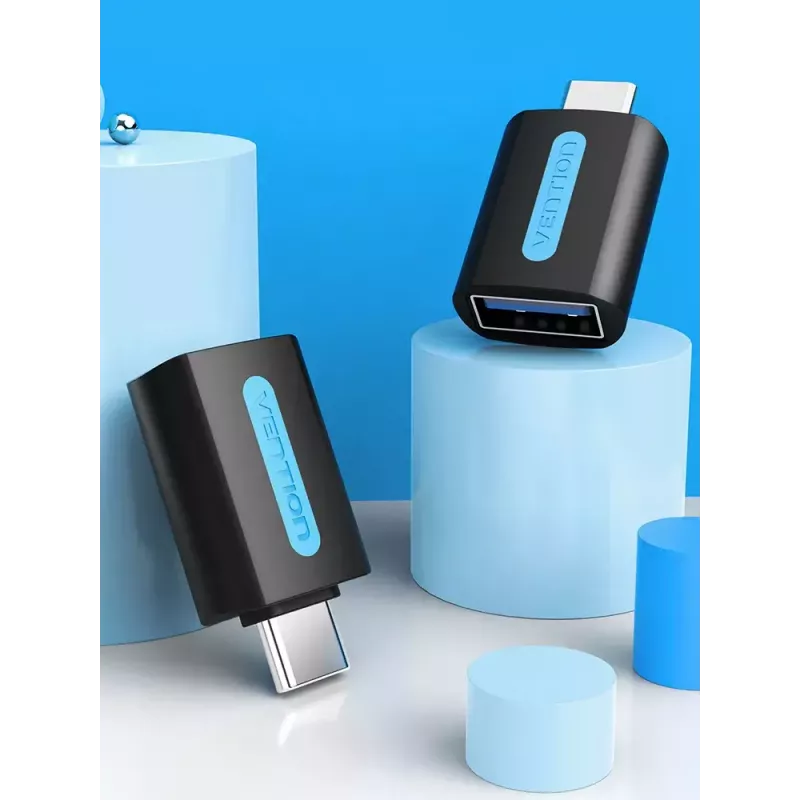 Vention USB-C to USB 3.0 OTG Adapter CDUB0 – USB-C isane USB-A emasele, must PVC, nikeldatud kontaktidega