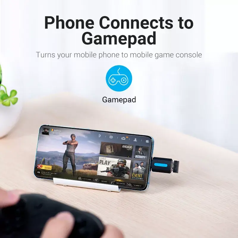 Vention USB-C to USB 3.0 OTG Adapter CDUB0 – USB-C isane USB-A emasele, must PVC, nikeldatud kontaktidega