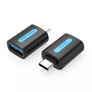 Vention USB-C to USB 3.0 OTG Adapter CDUB0 – USB-C isane USB-A emasele, must PVC, nikeldatud kontaktidega