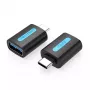 Vention USB-C to USB 3.0 OTG Adapter CDUB0 – USB-C isane USB-A emasele, must PVC, nikeldatud kontaktidega