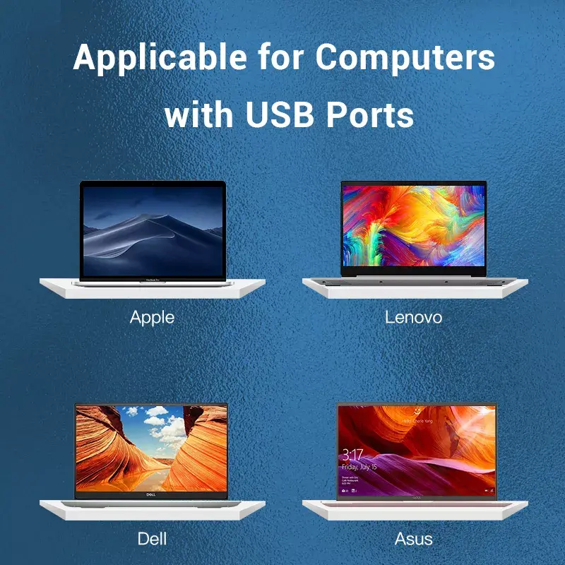 USB 2.0 jaotur Vention 3 pordiga ja 100M Etherneti adapteriga, USB 2.0 host, 4 porti, must