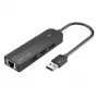 USB 2.0 jaotur Vention 3 pordiga ja 100M Etherneti adapteriga, USB 2.0 host, 4 porti, must