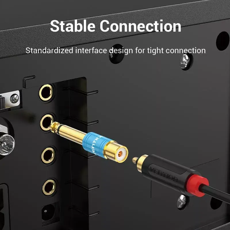Heliadapter Vention VDD-C03 — 6,5 mm (isane) RCA-le (emane), kullatud kontaktidega, sinine