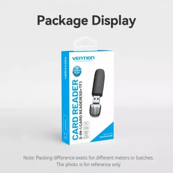 Vention 2-in-1 USB 3.2 Gen 1 (USB 3.0) kaardilugeja — SD ja MicroSD, must, kompaktne