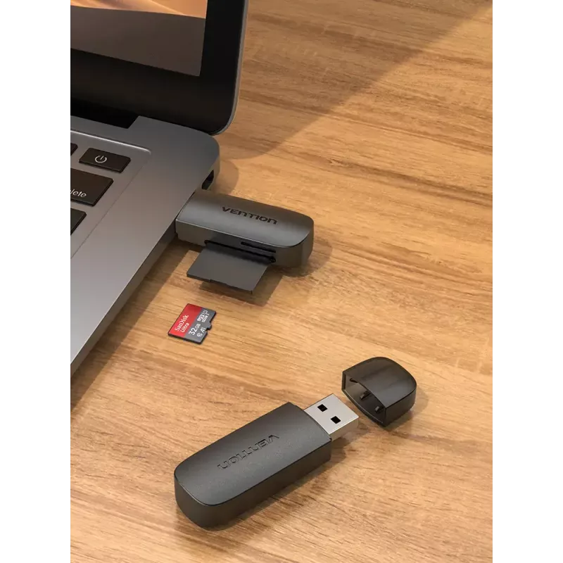 Vention 2-in-1 USB 3.0 A kaardilugeja SD+TF, USB 3.2 Gen 1, 5000 Mbit/s, must
