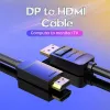 Vention DP HDMI kaablile 1,5 m must DisplayPort HDMI 1,5 m