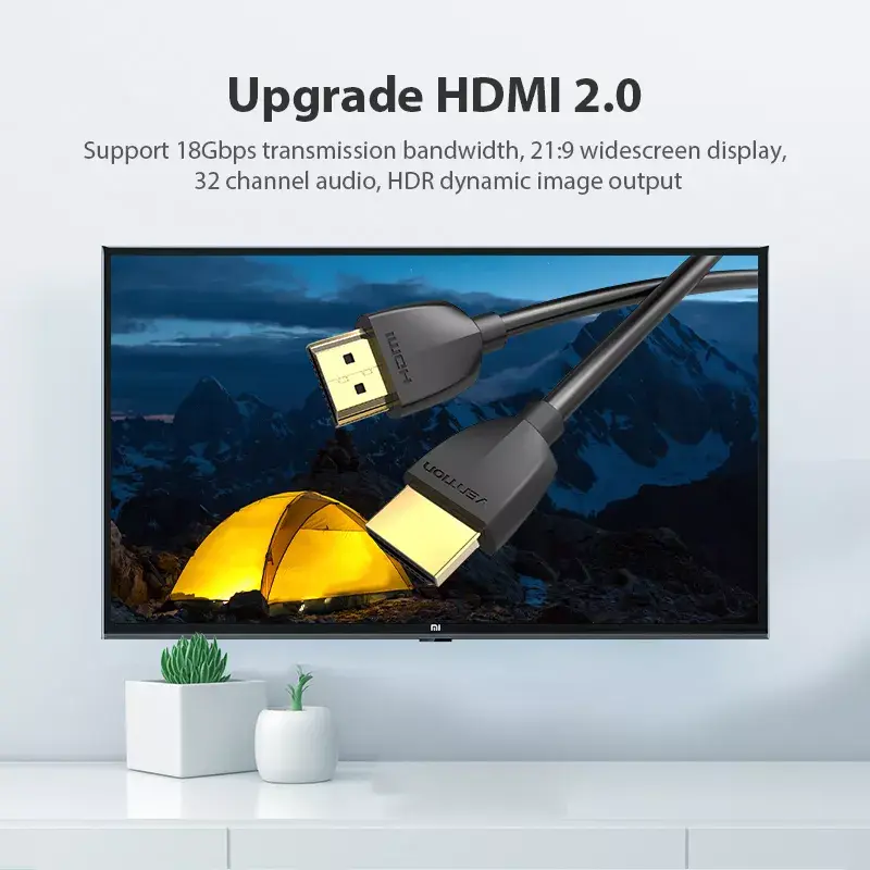 Vention Portable HDMI kaabel 1M Must 2.0 18 Gbit/s