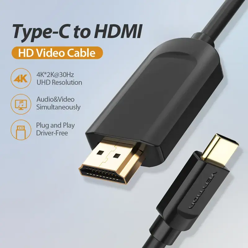Vention USB-C to HDMI kaabel 2M Must USB USB-C HDMI